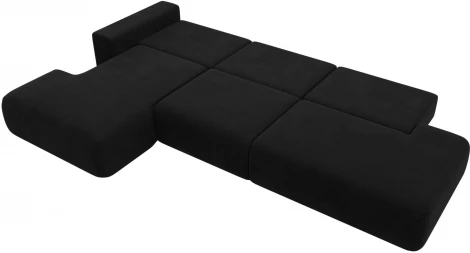 Диван угловой Лига-036 НПБ Модерн Лонг левый угол (Черный/Микровельвет) Лига Диванов арт.121416L