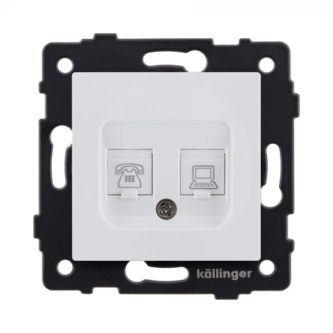 Розетка двойная RJ11 + RJ45 белый матовый Kollinger REA-011WM для Aspekt, Eleganz, Reflex