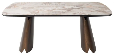 Стол ИМБЕРТ (IMBERT) 180 цвет ПАТАГОНИЯ (GLOSS PATAGONIA), керамика / МЕДНЫЙ БРАШИРОВАННЫЙ, ®DISAUR M-City 64673