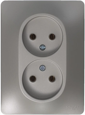 Розетка встраиваемая двойная без заземления (платина) Systeme Electric Glossa GSL001220