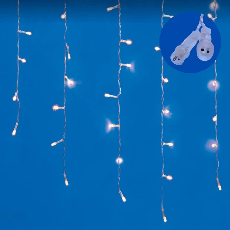 Бахрома светодиодная со статическим свечением, 6м. соединяемая, 200 светодиодов, теплый белый свет Uniel ULD-B6007-200/STK WARM WHITE IP44