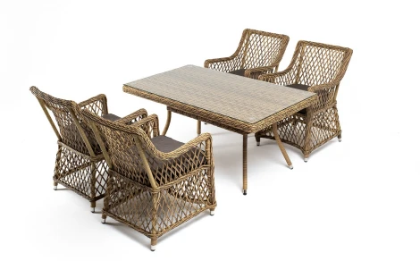 "Латте–140 L" обеденная группа плетеная, цвет соломенный 4SIS арт.УТ-00007282