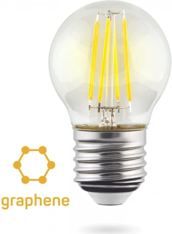 Лампочка светодиодная шар прозрачная E27 6,5W 220V 800 lm 2800K Voltega Globe E27 9W Graphene 7138