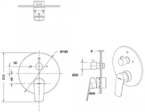 Смеситель Bravat Rhein PB8429564CP-3-ENG для ванны с душем