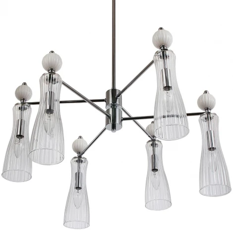 Потолочная люстра на штанге Lumion Emily 8268/6 хром/белый/прозрачный, металл/керамика/стекло Е14 6*40W 220V