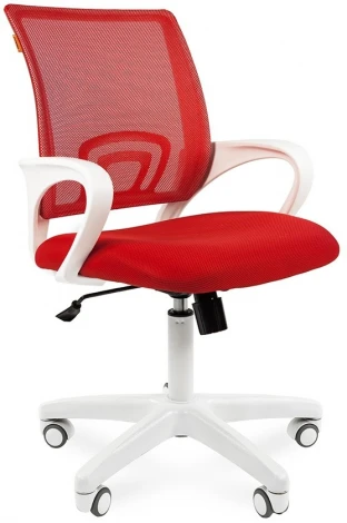 Компьютерное кресло CHAIRMAN 696 white (Пластик,Ткань,Сетка/Красный)
