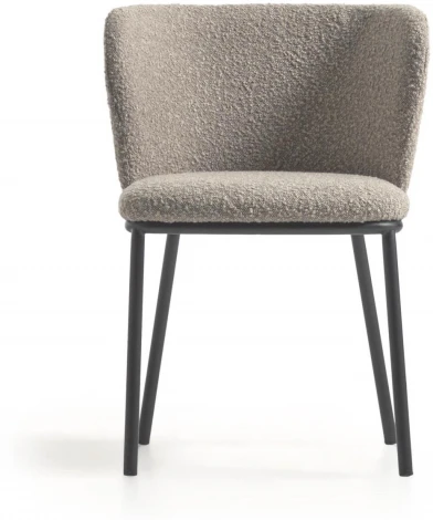 Стул Ciselia из светло-серой ткани букле и черными металлическими ножками La Forma (ex Julia Grup) арт.108349