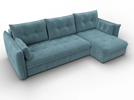 Диван угловой Лига-100 НПБ угол универсальный (ДСП,Фанера/Пластик/Велюр/Бирюзовый) Лига Диванов 133679