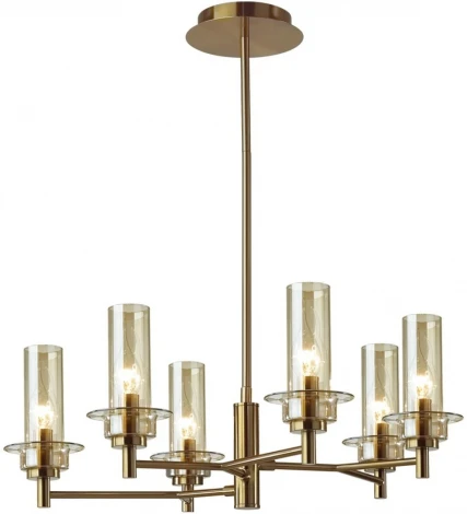 Потолочная люстра на штанге Lumion Madonna 6554/6C бронза/коньячный/металл/стекло E14 6*40W 220V