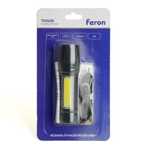 Фонарь ручной с аккумулятором USB ZOOM Feron TH2408 51118