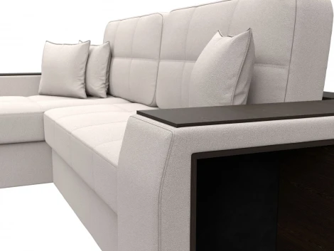 Диван угловой Брюссель левый угол (ДСП,ЛДСП/Пластик/Замша/Бежевый) Лига Диванов 128082L