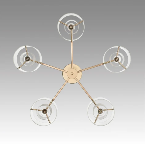 Потолочная люстра на штанге Lumion Verdi 6587/5C золото/прозрачный, металл/стекло E14 5*40W 220V (круглые)