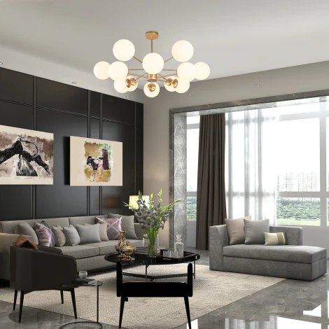 Потолочная люстра на штанге Escada Ethereal 2110/12P Gold E14*40W Champangne gold