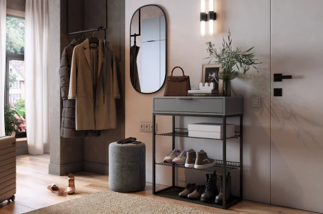 Обувница Краш Mebelson (ЛДСП,Металл/Черный,Графит) арт.LMN-13.1869