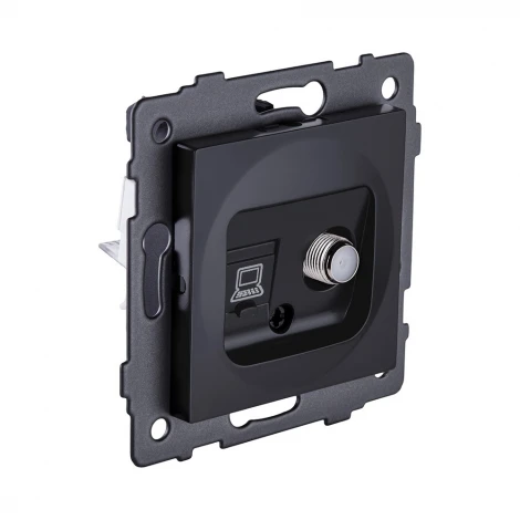 Розетка двойная спутниковая SAT + RJ45 черный матовый Kollinger REA-014BM для Aspekt, Eleganz, Reflex