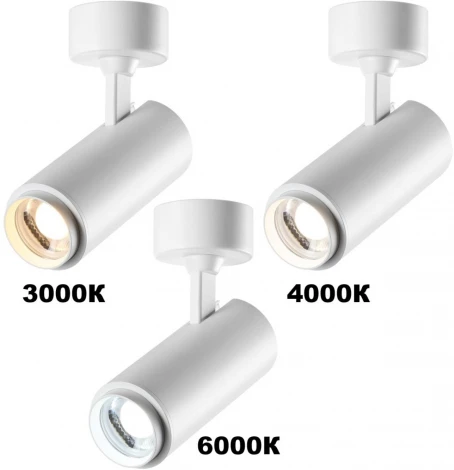 Спот накладной с перекл. цв. температуры, мощности Novotech Nail 359223 OVER белый IP20 LED 3000К\4000К\6000К 5W/9W/13W 220V (круглые)