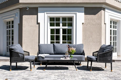 "Верона" лаунж-зона 5-местная плетеная из роупа (веревки), каркас алюминиевый темно-серый, роуп темно-серый 4SIS арт.УТ-00007273