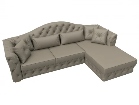 Диван угловой Артис правый угол (Брус,Рейка/Пластик/Экокожа/Бежевый) Лига Диванов 128029