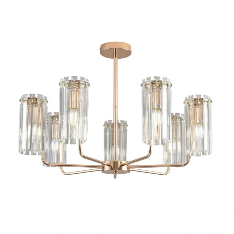 Потолочная люстра на штанге с хрустальными подвесками Lumion Favla 8347/7 золото/прозрачный, металл/хрусталь E14 7*40W 220V