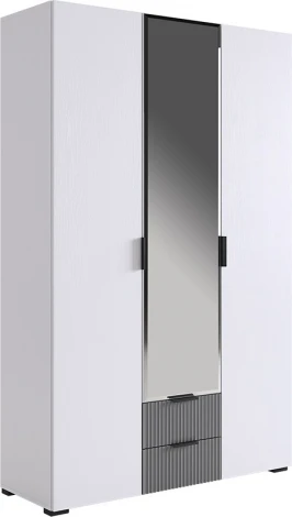 Зефир Шкаф трехдверный 109.02 Mebelson (ЛДСП,ПВХ,МДФ,Металл,Зеркало/Светлое дерево,Серый) арт.UL.109-M.103.02.3263