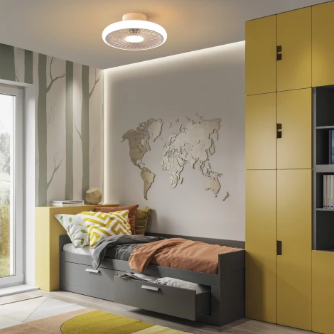 Потолочная люстра светодиодная с вентилятором Mantra Turbo 8231 (регулировка яркости, 220V, пульт управления, круглые)