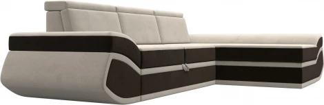 Диван угловой Лига-032 правый угол (Бежевый,Коричневый/Микровельвет) Лига Диванов арт.121650