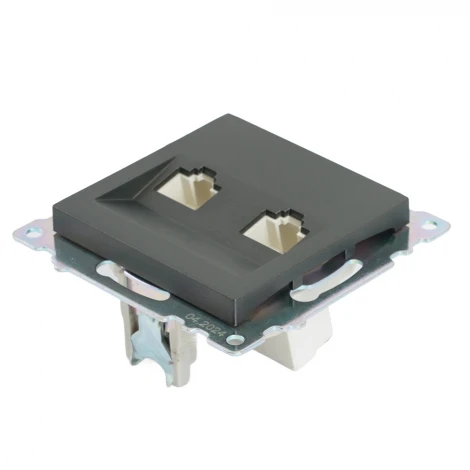 Розетка Ethernet RJ-45 двойная (графит) Stekker Катрин 50008
