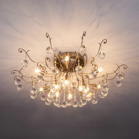 Потолочная люстра Eurosvet Vita 10042/12 античная бронза (220V, хрусталь Strotskis)