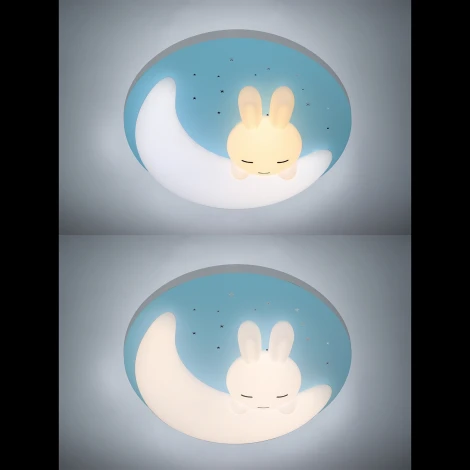 Потолочная люстра с таймером Natali Kovaltseva LED LAMPS 81087 (для детской, 220V, пульт управления, управление смартфоном, умный дом - LampSmart, круглые, животные, луна)