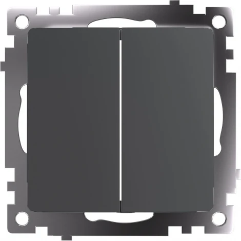 Переключатель двухклавишный (графит) Stekker Катрин 49414