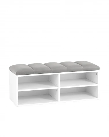 Обувница Хольст 2 белая велюр серый УТ000036858