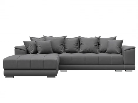 Диван угловой НордСтар левый угол (ДСП,Брус/Пластик/Замша/Серый) Лига Диванов 128212L