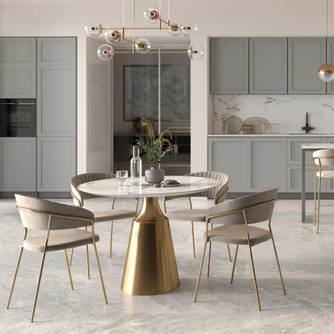 Комплект из 2-х стульев Bradexhome Turin латте, золотые ножки