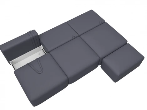 Диван прямой модульный с пуфом Лига-060 НПБ Лонг (ЛДСП,Брус,Фанера/Пластик/Экокожа/Серый) Лига Диванов 130059