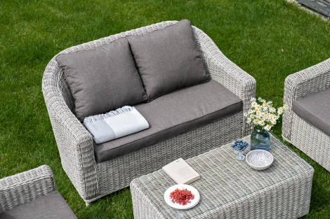 Диван из искусственного ротанга двухместный, цвет бежевый 4SIS Кон Панна YH-C2808W beige