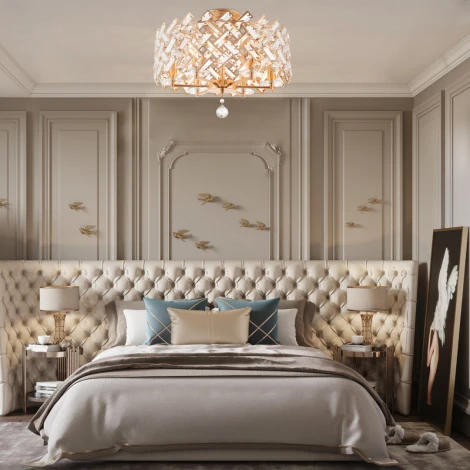 Потолочная люстра хрустальная на штанге Arte Milano Sorrento-7019 377019/6/50/470 GD (220V)