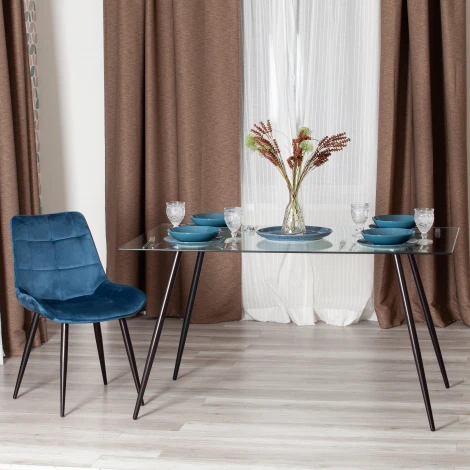 Стол SOPHIA (mod. 5003) металл/стекло (8мм), 140 х 80 75 см, черный / прозрачный Tetchair 19231