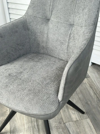 Стул НОРМАН 360 град., цвет BELLA-13/CYPRUS-10 серый, шенилл/замша / черный каркас M-City 64625