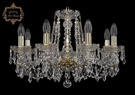 Подвесная люстра Art Classic 11.23 11.23.8.200.Gd.Dr (220V, хрусталь, на цепи, подсвечник, свеча)