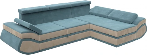 Диван угловой Лига-032 правый угол (Бирюзовый,Бежевый/Велюр) Лига Диванов арт.121644