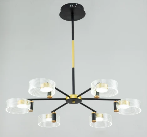 Люстра потолочная светодиодная на штанге Cloud 10226/6 LED*103W Gold/black