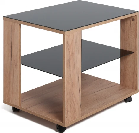 Стол журнальный BeautyStyle 5 дуб крафт золотой/стекло черное Mebelik арт.009386