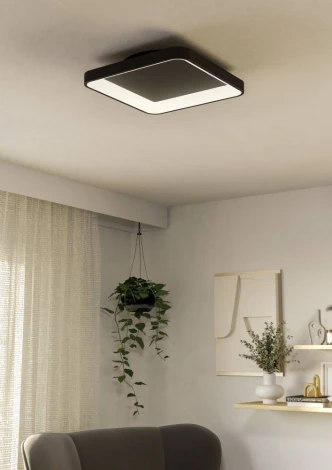 Потолочный светильник светодиодный Eglo Loretello 901252 12W(LED), 350x350, пластик, сталь, черный, 2700-6500K