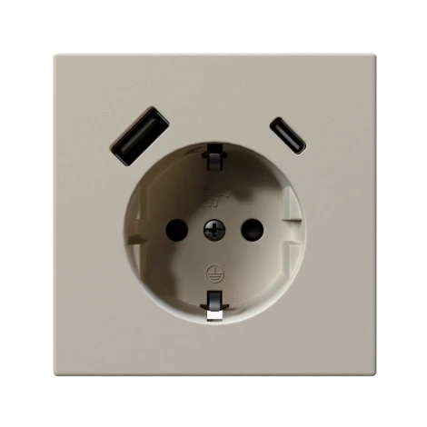 Розетка со шторками с USB Type A+С (сахара) Jasmart FD FD5501USB-25SH