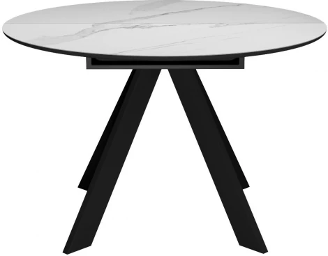 Стол DikLine SKC100 d1000 Керамика Белый мрамор,подстолье черное,опоры черные