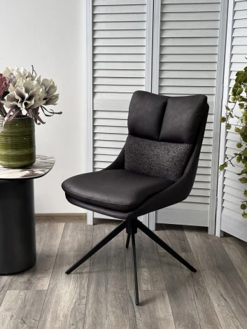 Стул LEROY 360 град. поворот Серый Maison 99# / OTE COBBLE 457 / черный каркас, ®DISAUR (арт.621M05777)