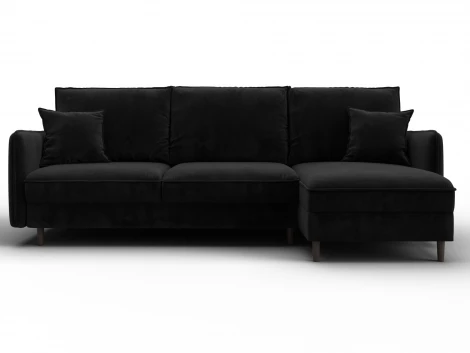 Диван угловой Лига-064 НПБ угол универсальный (ДСП/Дерево/Велюр/Черный) Лига Диванов 134774
