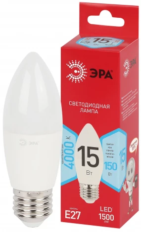 Лампочка светодиодная E27 15Вт ЭРА LED B35-15W-840-E27 R LED B35-15W-840-E27 R