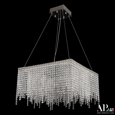 Подвесная люстра светодиодная APL LED Sicilia SH04.52.B.Ni.4000 (220V, хрусталь, на тросе)