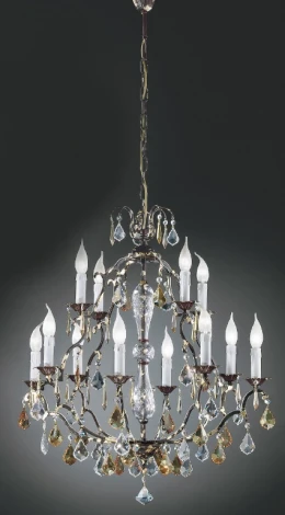 Подвесная большая люстра Nervilamp 590 590/8+4 (220V, на цепи, подсвечник, свеча)